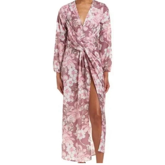 Alexia Admor Dresses & Skirts - Alexia Admor Pink Floral Wrap Maxi Dress Size Medium